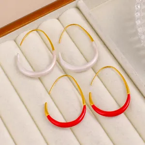 Boucles d'oreilles en acier titane plaqué or bloc de couleur géométrique mode femmes