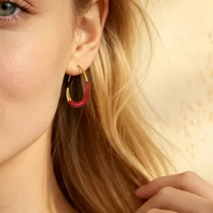 Boucles D'Oreilles Créoles En Acier Titane Plaqué Or 18K C Color Block Bijoux De Mode