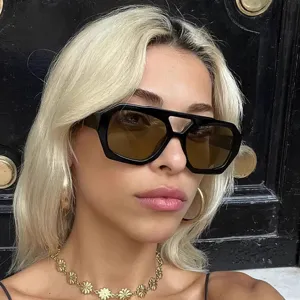 Doppelsteg Pilotenbrille Für Damen Herren Mode Geometrische Polygonale Rahmen Sonnenbrille UV400 Retro Trendige Brillen