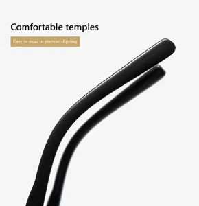 Close-up view of comfortable black eyeglasses temples featuring a slip-resistant design.