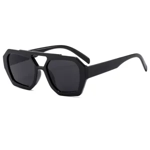 Elegante schwarze Doppelsteg geometrische Sonnenbrille fuer Damen Mode Brille Haupt