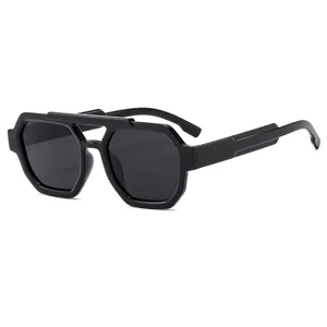 Chunky square double bridge sunglasses for men and women retro fashion street style eyewear