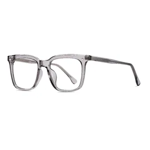 Transparente graue quadratische Brille, leichte Blaulichtfilter Brille fur Damen Herren