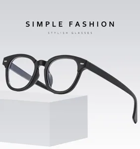 Klassische schwarze runde Brille mit Blaulichtfilter fuer den taeglichen Gebrauch und Stil.