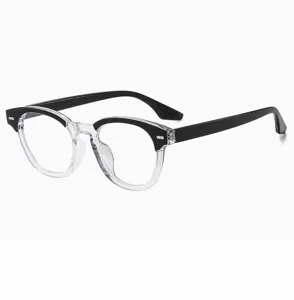 Schwarze klare Halbrand Brille Vintage runde optische Blaulichtfilter Brillenfassung Damen