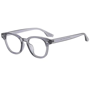 Retro runde Blaulichtfilter Brille für Damen, leichte transparente Gestell Optik Brille.