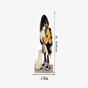 Autocollant étanche fille anime et chat, joli decalcomanie decorative pour telephone.