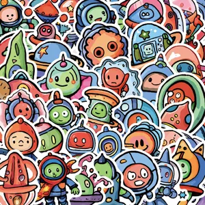 Adesivi Graffiti Alieni Cartoon Impermeabile PVC Decalcomanie Astronauta Spaziale Per Cover Telefono Skateboard Chitarra Casco Decorazione Confezione