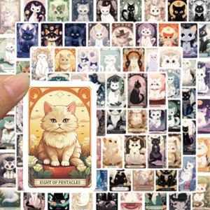 Cute cat tarot stickers waterproof vinyl decals for phone case water cup guitar decoration