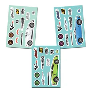 Hojas de pegatinas de coche deportivo calcomanias decorativas impermeables para maleta