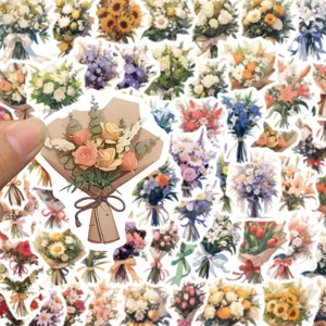 60 Pcs Adesivi Decorativi per Bouquet di Fiori Romantici per Custodia del Telefono