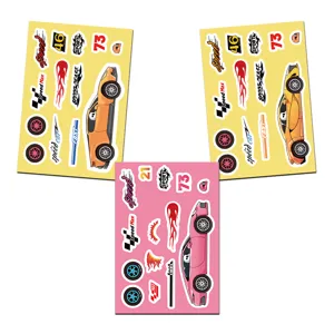 Juego de hojas de pegatinas decorativas para coches con deportivos y eslóganes de carreras.