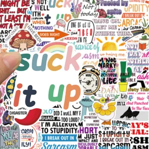 Set di adesivi graffiti in inglese divertenti e impermeabili per custodia del telefono.