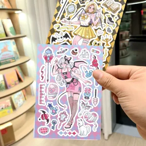 Cute anime little devil and angel dress-up stickers sheet set for DIY journaling and phone cases.