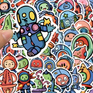 50 Adesivi impermeabili carini con alieni cartoni animati per decorare casco skateboard e telefono