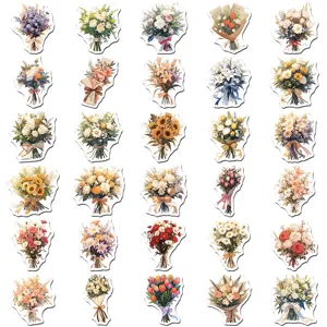 Adesivi bouquet di fiori ad acquerello, set di decalcomanie floreali per custodia del telefono