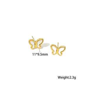 Pendientes de mariposa en oro de 18K con incrustación de nácar joyería minimalista