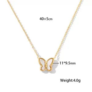 Collar con colgante de mariposa dorada con datos de peso