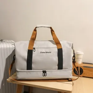 Sac De Voyage Grande Capacité En Tissu Oxford Imperméable Avec Compartiment À Chaussures Pour Femmes Fitness Week-End