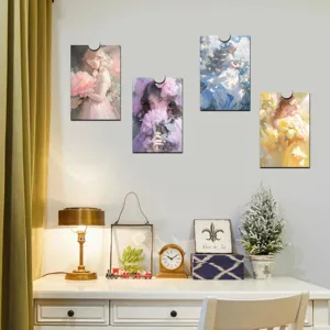 Tarjetas de pared decorativas de chica floral vista detallada, impresiones artísticas estéticas.