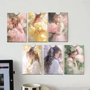 Tarjetas de arte decorativas de niña de flores postales de pared decoración detalle