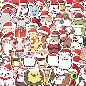 50 Stk niedliche Cartoon Weihnachten Tier Aufkleber für Handyhülle Wasserflasche Gitarre