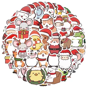 50Stk süße weihnachten tier cartoon aufkleber wasserdicht für handyhülle skateboard