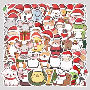 Süße Weihnachten Cartoon Tier wasserdichte dekorative Aufkleber für Handyhüllen.