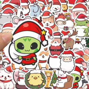 Niedliche Cartoon Weihnachtstiere wasserdichte dekorative Aufkleber für Handyhülle Tasse