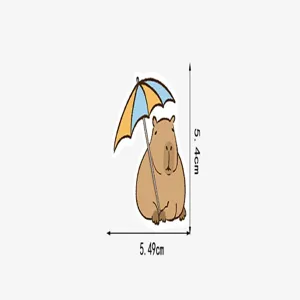 Cute cartoon capybara holding an umbrella waterproof sticker for luggage skateboard phone case.
