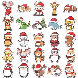 Niedliche Cartoon Weihnachtstiere Aufkleber Set, wasserdichte Vinyl Decals für Handyhülle.