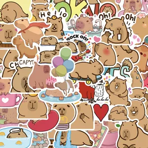 Cute Cartoon Capybara Waterproof Stickers Colorful Animal Graffiti DIY Decals For Suitcase Laptop Phone Decoration Kids Gift