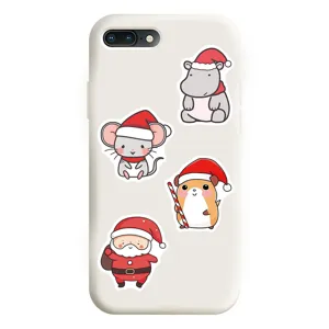 Süße Weihnachts-Tier-Aufkleber Handyhülle Detailansicht mit niedlichen Cartoon-Mustern.