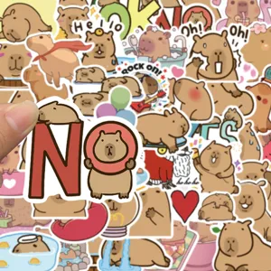 50pcs cartoon capybara graffiti stickers cute animal waterproof decals for phone skateboard