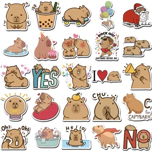 Cute cartoon capybara stickers waterproof vinyl decals for luggage skateboard phone case