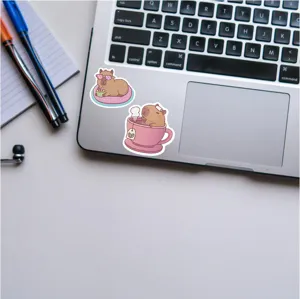 Cute cartoon capybara waterproof stickers for laptop, skateboard, and luggage DIY decoration.