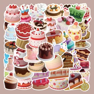 50pcs 3D birthday cake cartoon graffiti stickers waterproof laptop phone case decals