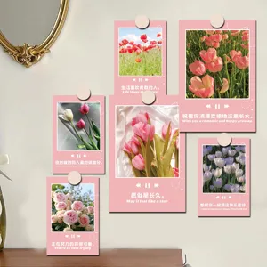 Pink tulip decorative wall cards aesthetic postcard set for bedroom dorm room decor.