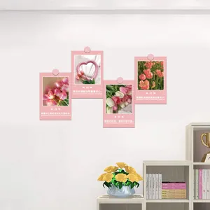 Pink tulip wall art decorative postcards set, aesthetic room decor cards with quotes.