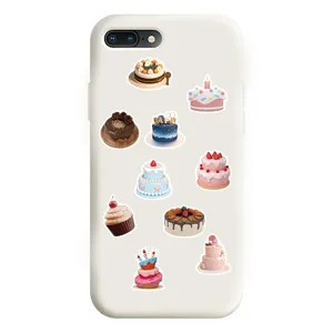 Cute 3D birthday cake cartoon stickers phone case decoration accessories sweet dessert design.