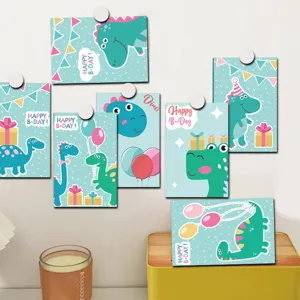 Cute Dinosaur Birthday Cards Set Decorative Postcards Wall Decor Room Bedroom Background Greeting Cards