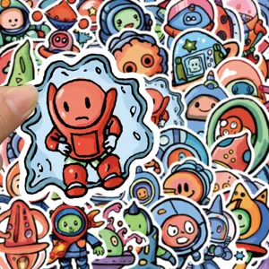 50 Pezzi Adesivi Graffiti Alieno Cartoni Animati Impermeabili per Custodia Telefono Skateboard