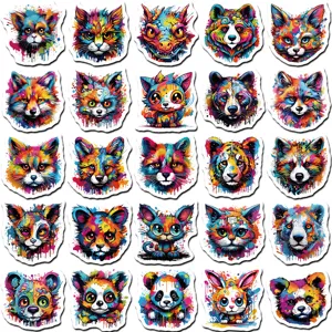 Colorful watercolor animal graffiti stickers pack waterproof vinyl decals for phone case guitar laptop.