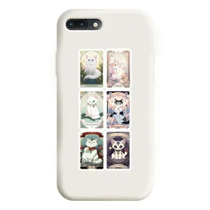 Cute cat tarot card patterns printed white phone case detail view protective cover stylish accessory