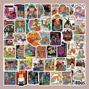 60 pcs autocollants graffiti fantome retro horreur autocollants vinyle pour gourde