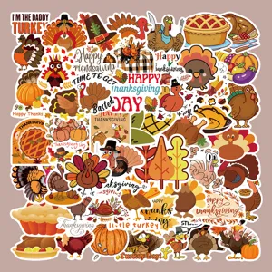 Thanksgiving kalkoen stickers waterdichte stickers voor waterfles laptop helm 50st