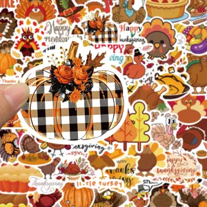 Thanksgiving sticker detail met pompoen en herfst elementen voor leuke decoratie.