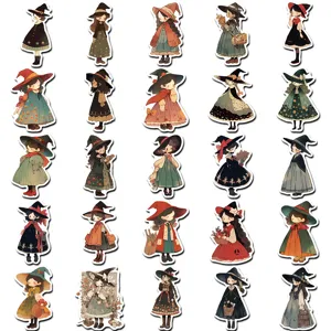 Set di adesivi carini strega Q, decalcomanie estetiche anime ragazza per custodia telefono.