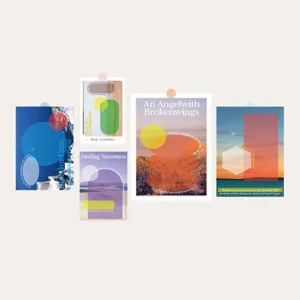 Aesthetic decorative postcards set for wall room decor, artistic prints and scenic design detail.