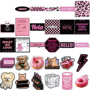 55 pcs Y2K Rose Noir Stickers Esthétiques Autocollants Imperméables pour Coque Tasse DIY